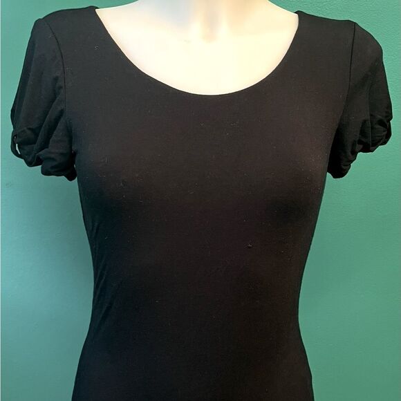 Giorgio Armani Scoop-Neck Short Sleeve with Bow Detail Tee, Black, T-Shirt - Picture 2 of 6
